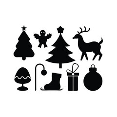 Christmas doodle clip art vector silhouette elements