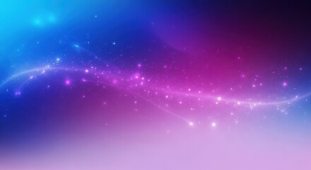Vibrant cosmic nebula with glowing stars and swirling hues of blue and pink