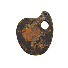 Worn Wooden Artist Palette with Residue of Paint