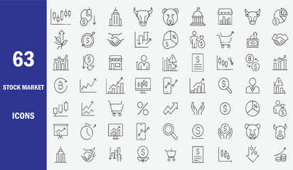 Financial Market Icons Bull Bear Graphs and Charts stock market finance