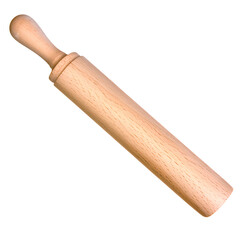 Wooden Rolling Pin Isolated on White Background