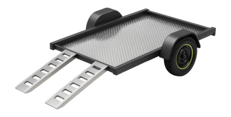 Compact car hauler with collapsible ramps and diamond plate decking