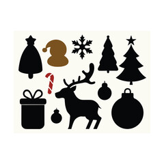 Christmas doodle clip art vector silhouette elements