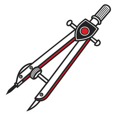 Vector art of drawing compass is a technical drawing instrument that can be used for inscribing circles or arcs, and measures distances