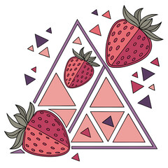 Vector art of geometric strawberry illustration perfect for textile, wallpaper, fabric, wrapping paper, and other creative projects