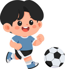 Obraz premium Illustration of Boy Playing Soccer Kid