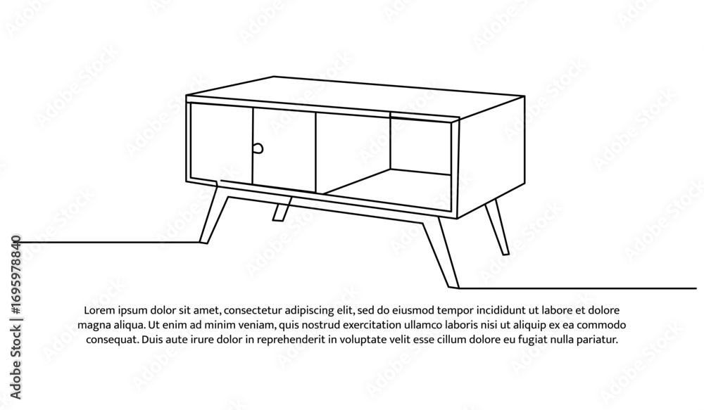 Poster one row of tables. minimal abstract continuous lines.