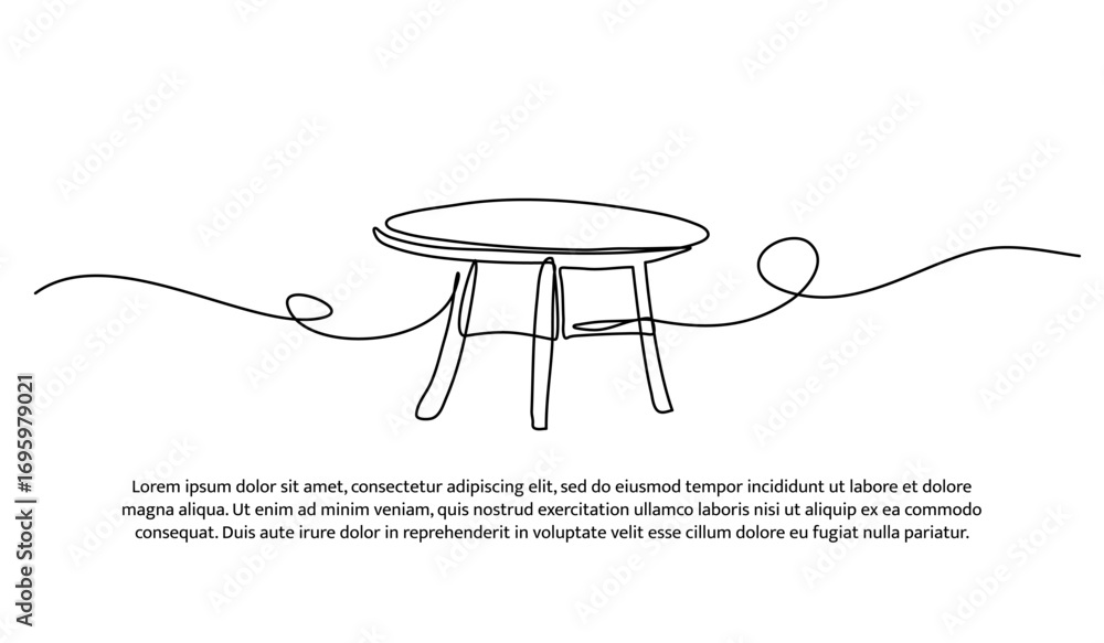 Poster one row of tables. minimal abstract continuous lines.