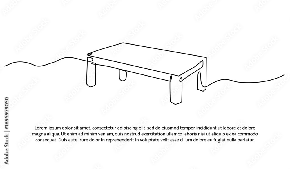Poster one row of tables. minimal abstract continuous lines.