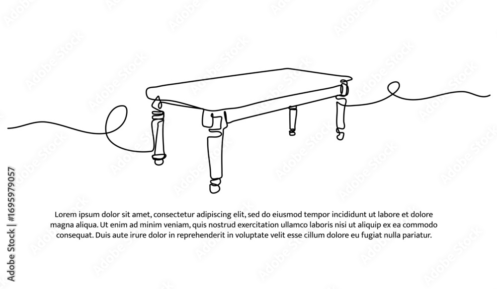 Poster one row of tables. minimal abstract continuous lines.