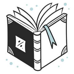 Vector art of open book with a percentage sign on the cover, symbolizing discounts and sales, a creative illustration for business
