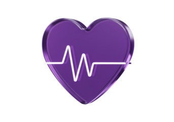 Purple Heartbeat Icon Medical Health and Wellness Symbol isolated on transparent background