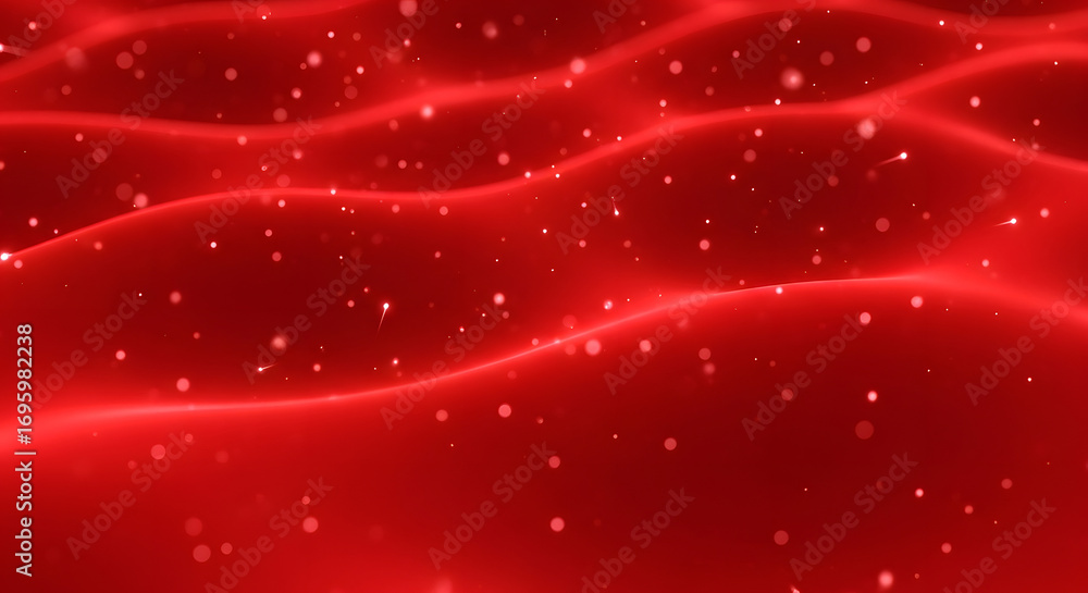 Aufkleber abstract red waves with bokeh lights elegant background