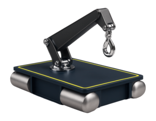 Crane pontoon with visible ballast tanks and grey lifting arm