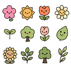 Flowers and tree vactor 