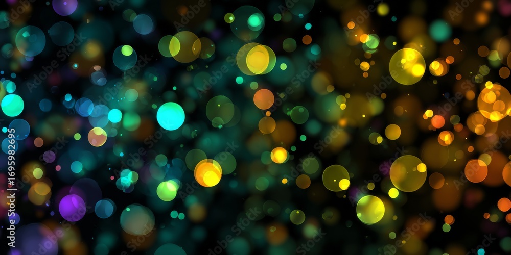 Poster colorful abstract background with vibrant dots in various sizes on dark surface for creative design 