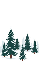 Obraz premium Snowy Evergreen Trees in a Winter Landscape Illustration.