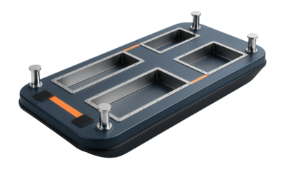 Barge with integrated container slots and adjustable mooring posts