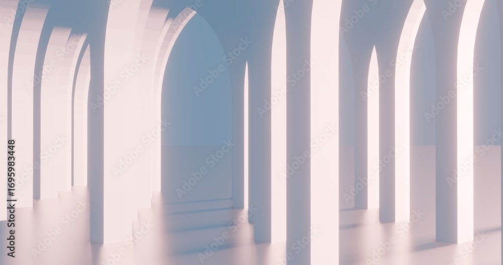 Aufkleber architecture interior background empty arched pass 3d render