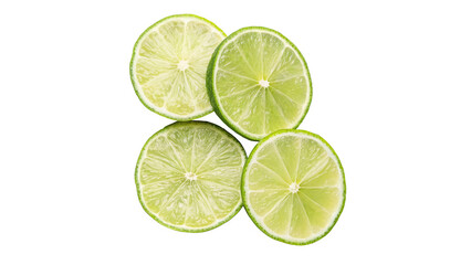 Fototapeta premium Fresh lime slices arranged on a white background ready for culinary use in beverages and dishes