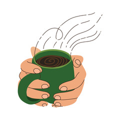 Hands holding a cup of coffee vector illustration