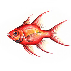 Fototapeta premium Cardinalfish, watercolor, white background