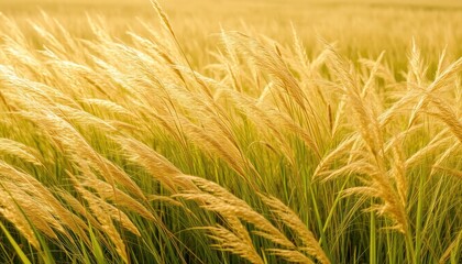 Golden Field of Tall Reeds Blowing in the Wind