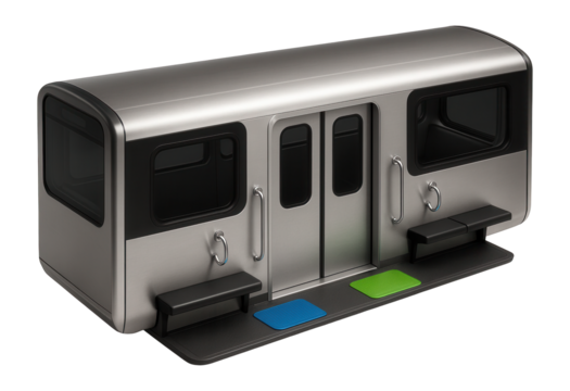 Train wagon with designated guide dog spaces and harness hooks