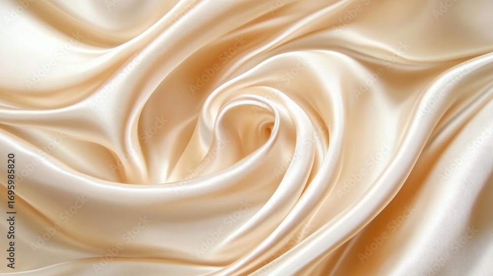 Poster elegant champagne coloured silk fabric creating a smooth dynamic surface with rich textured waves