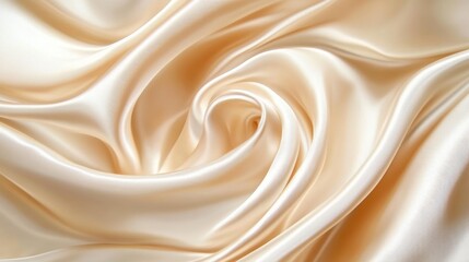 Obraz premium Elegant Champagne Coloured Silk Fabric Creating a Smooth Dynamic Surface with Rich Textured Waves