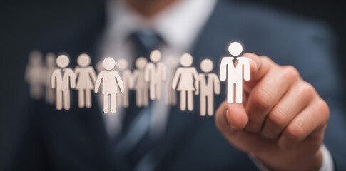 Businessperson selecting a candidate from a group