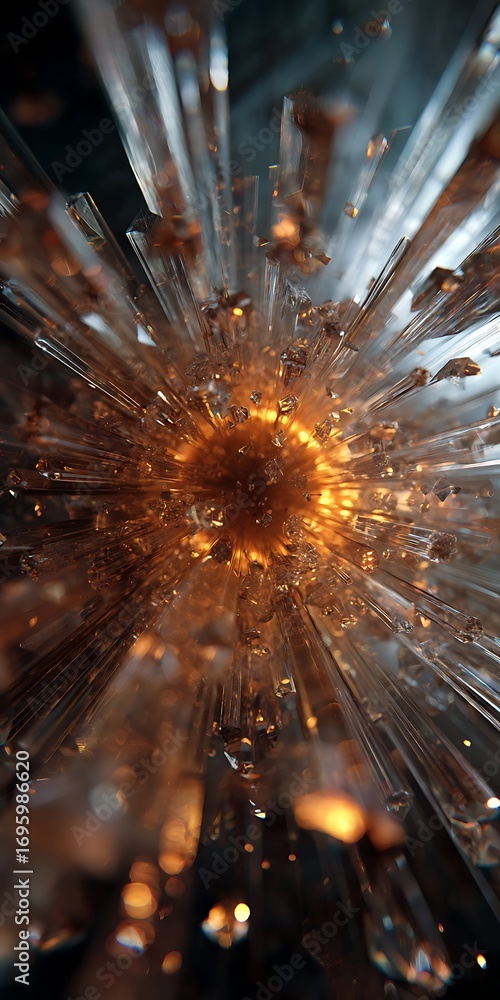 Poster abstract explosion of light and particles with a dark background creating a dynamic and energetic vi