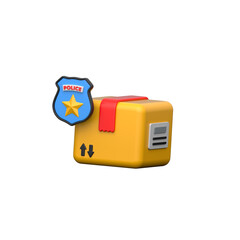 Secure delivery package with police seal, concept for safe shipping