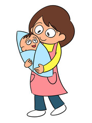 抱っこ 赤ちゃん ママ イラスト/Hug baby mom illustration