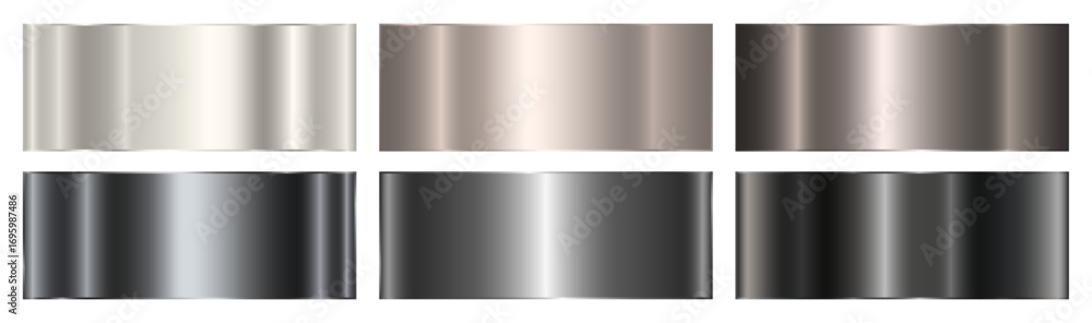 Poster a set of silver gradients on a white background. a background surface template with a chrome texture