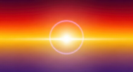 Vibrant glowing orb of light emanating warmth against a sunset gradient background