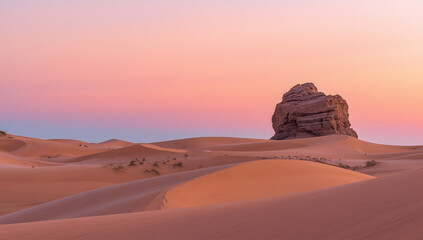 Naklejka premium A fiery Arizona desert sunset casts long shadows over the iconic Monument Valley rock formations, painting the arid landscape in shades of red and gold