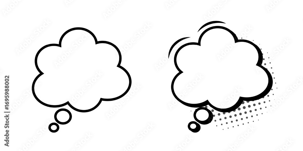 Poster a set of speech bubbles in the shape of a cloud or elements of cartoon design, comics, highlighted o