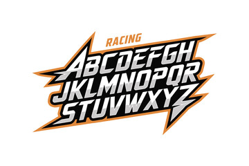 Dynamic alphabet design with a modern racing theme. Bold, sharp vector letters for creating custom typography and logos