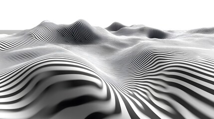 Pemandangan abstrak dinamis dengan garis-garis hitam dan putih yang mengalir