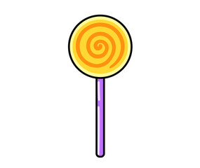 Lollipop on stick. Sweet candy. Cartoon vector isolated illustration.