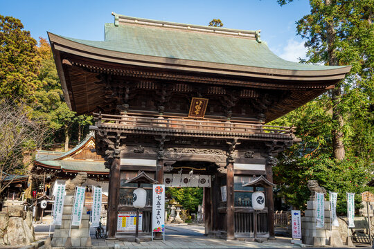 Omihachiman, Shiga, Japan. The historic Himure Hachimangu, a grand Shinto shrine revered by Omi merchants and home to major festivals.