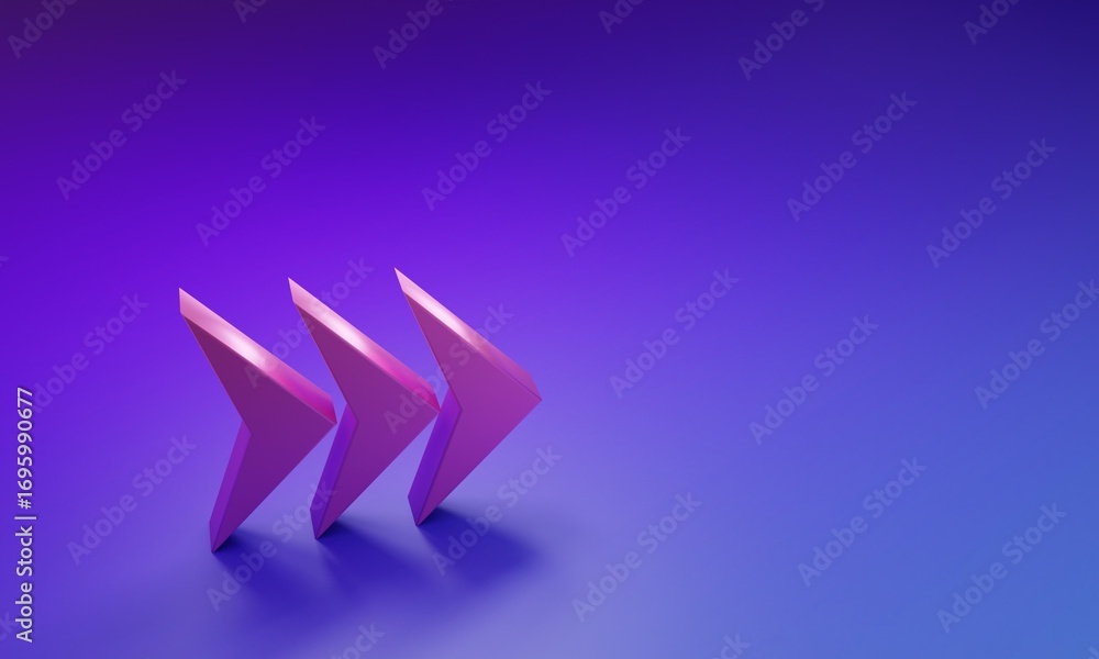 Poster pink arrow icon isolated on purple-blue background. direction arrowhead symbol. navigation pointer s