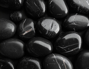 Polished dark stones with white veins black stones polished stones