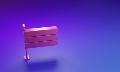 Pink National Germany flag icon isolated on purple-blue background. Minimalism concept. 3D render illustration
