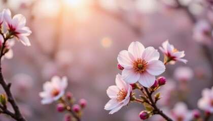 Closeup of vibrant pink blossoms on a flowering tree in full bloom vivid