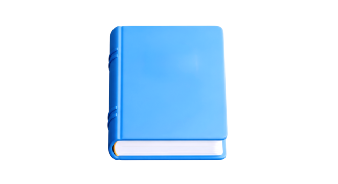 3d model serene sky blue hardcover book, blank pages, ready for design, isolated on transparent background