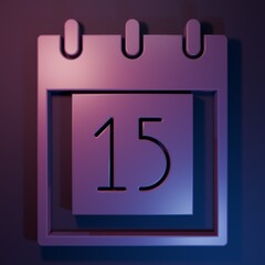 Purple Happy Independence day India icon isolated on purple-blue background. Flyer design for 15th August. Minimalism concept. 3D render illustration