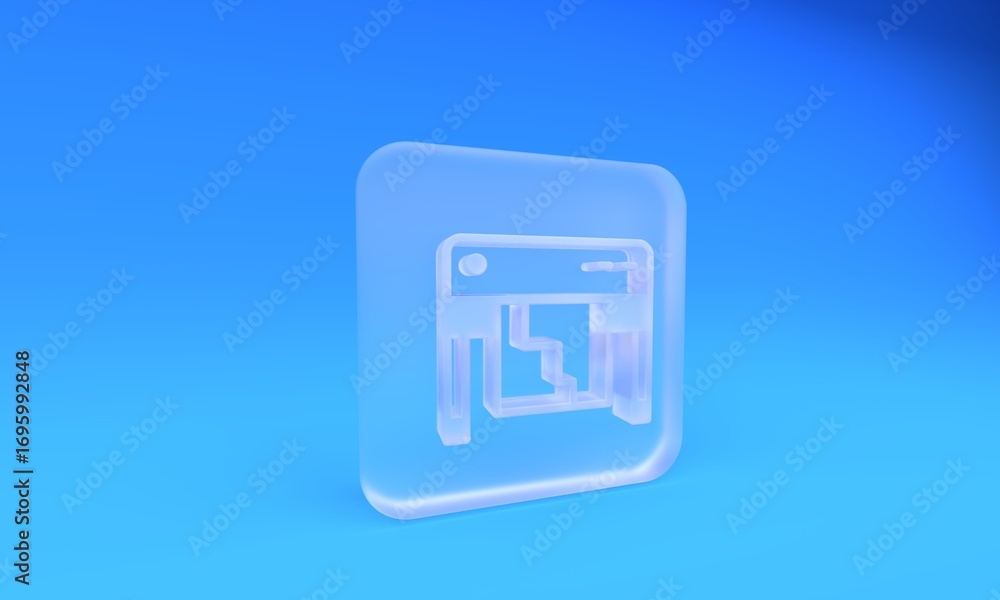 Poster frosted glass plotter icon isolated on blue background. large format multifunction printer. polygrap