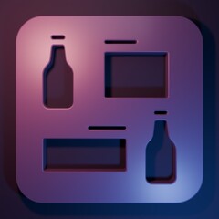 Purple Beer menu icon isolated on purple-blue background. Beer restaurant brochure. Minimalism concept. 3D render illustration